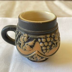Vintage stein stoneware demitasse mug cup glass pattern